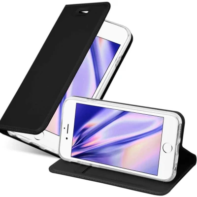 Afbeelding van Cadorabo Hoesje geschikt voor Apple iPhone 6 PLUS / 6S in CLASSY ZWART Beschermhoes met magnetische sluiting, standfunctie en kaartvakje Book Case Cover Etui