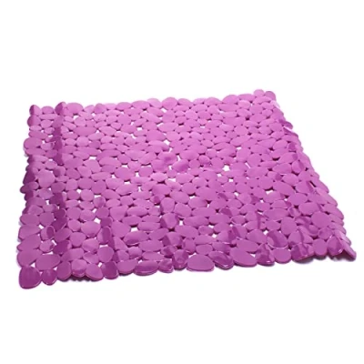 Afbeelding van MSV Douche/bad anti slip mat badkamer pvc paars 54 x cm zuignappen steentjes motief