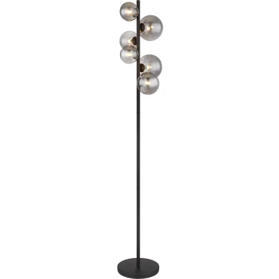 Afbeelding van Riha vloerlamp, hoogte 155 cm, zwart/rookkleurig, 6 lamps.