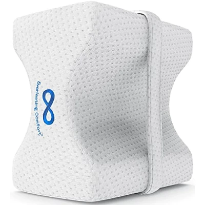 Afbeelding van Everlasting Comfort Kniekussen om aan de zijkant te slapen Dual Curved Memory Foam beenkussen met afneembare riem Wigkussen voor knie, been, onderrug, ischias, heuppijn ondersteuning