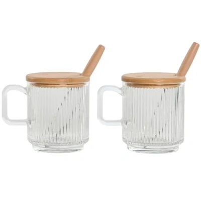 Afbeelding van Suikerpot Home ESPRIT Transparant Bamboe Kristal 350 ml 11,7 x 8,7 14 cm 2 Onderdelen (12 Stuks)