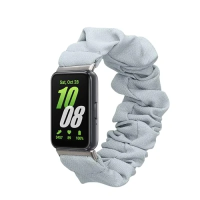 Afbeelding van kwmobile elastisch bandje voor smartwatch geschikt Samsung Galaxy Fit 3 Horlogebandje van katoen In lichtblauw