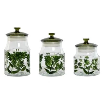 Afbeelding van Set van 3 Potjes Home ESPRIT Groen Kristal 1,2 L Onderdelen