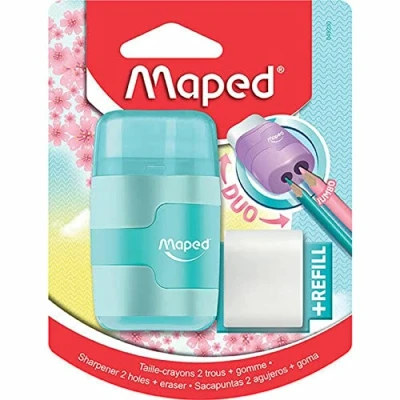Afbeelding van Maped Potloodslijper + Gom Connect Soft Touch, Pastelkleur, Op Blister Slijper