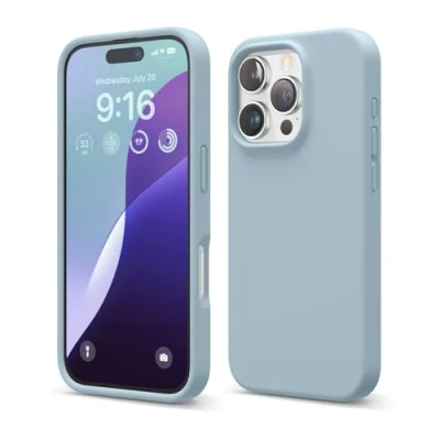 Afbeelding van elago Compatibel met iPhone 16 Pro hoesje, hoogwaardige vloeibare siliconen hoes, volledige beschermhoes, schokbestendig, slanke telefoonhoes