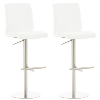 Image de CLP Lot de 2 tabourets bar Cadiz en similicuir , Acier inoxydable/Blanc