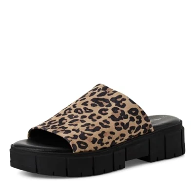 Afbeelding van Tamaris Muiltjes camel/multicoloured, Dames, Maat: 42, Camel/multi coloured Veloursleer