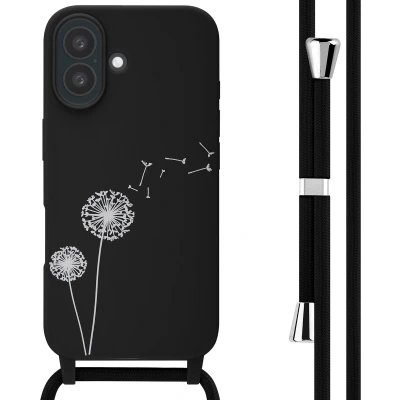 Afbeelding van imoshion hoesje Geschikt voor iPhone 16 met koord Siliconen design Meerkleurig / Dandelion Black