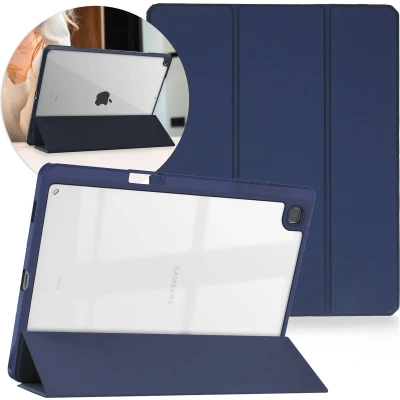 Afbeelding van iMoshion Tablet Hoes Geschikt voor Samsung Galaxy Tab S6 Lite / (2022) (2024) Trifold Hardcase Bookcase Donkerblauw