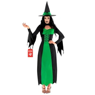 Afbeelding van Morph Groene heksenkostuums voor dames, Halloween kostuums heksenkostuum volwassenen, M