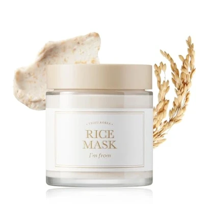 Afbeelding van I&#039;m from Schoonheidsmasker met rijst 3,88 oz zachte peeling 4,1% Yeoju rijst, vitamine verrijkte formule voor een gladde en heldere huid, natuurlijke glans poriënverfijning