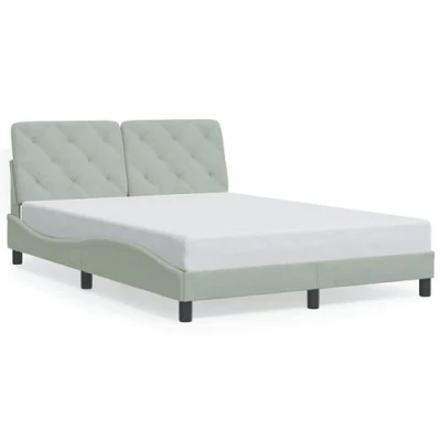 Afbeelding van vidaXL Bedframe met hoofdeinde fluweel lichtgrijs 140x200 cm