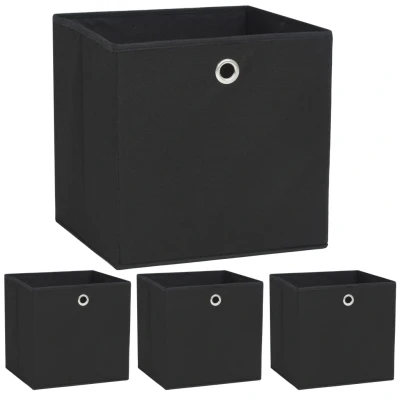 Afbeelding van Opbergboxen 4 st 32x32x32 cm nonwoven stof zwart