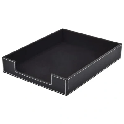 Afbeelding van Leren brievenbak, kantoorbenodigdheden, multifunctionele bureau organizer, post, papier, bestanden, tijdschriften, sieraden, cosmetica, stapelbare organisatieladen, zwart