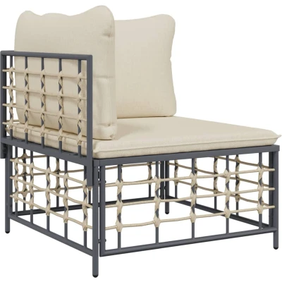 Afbeelding van Tuinhoekbank met beige kussens poly rattan