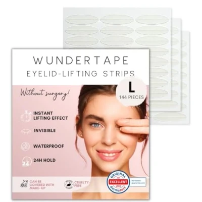 Afbeelding van WUNDERTAPE zelfklevende tape voor hangend ooglid &quot;L&quot; (144 stuks) onzichtbare correctietape hangende oogleden zonder operatie, eyelid