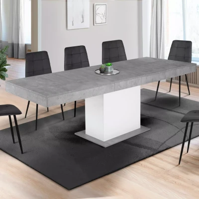 Image de Table à manger extensible EDEN 6 10 personnes béton et blanc 160 200 cm