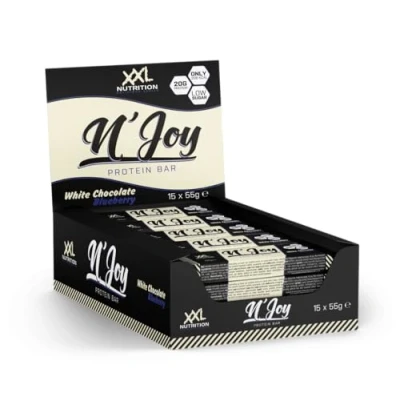 Afbeelding van XXL Nutrition N&#039;Joy Protein Bar 15 Pack Eiwitrepen &amp; snacks, Proteïne repen Smeuïge Eiwit Reep én Hoog in Witte Chocolade Blueberry
