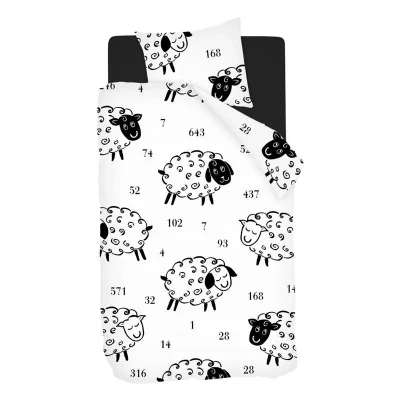 Afbeelding van Snoozing Schaap Dekbedovertrek Eenpersoons 140x200/220 cm + 1 kussensloop 65x65 Wit