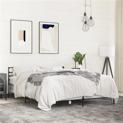 Afbeelding van vidaXL Bedframe bewerkt hout metaal grijs sonoma eiken 120x200 cm