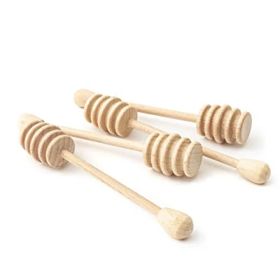 Afbeelding van 4 stuks honinglepel van natuurlijk hout (15 cm)