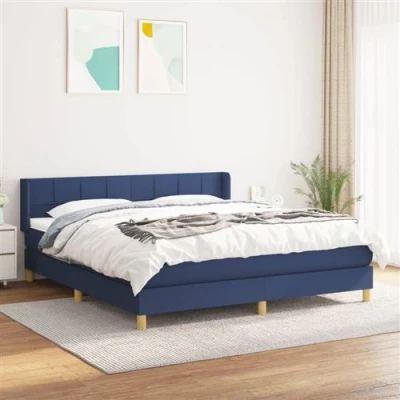 Image de vidaXL Sommier à lattes de lit avec matelas Bleu 180x200 cm Tissu