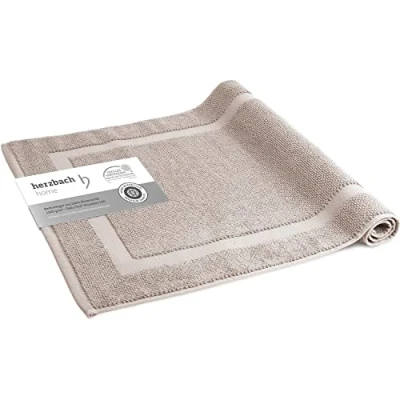 Afbeelding van herzbach home Badmat, 100% katoen, douchemat, 1000 g/m², absorberend, wasbaar (zandgrijs, 50 x 80 cm)