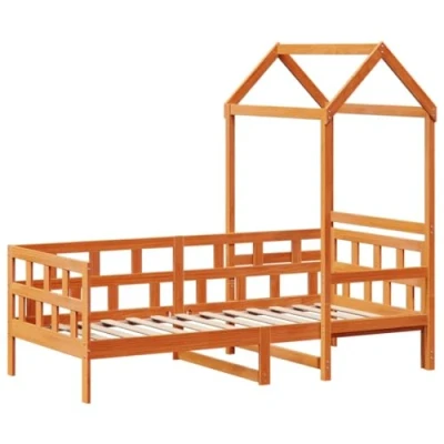 Afbeelding van vidaXL Kinderbed met huisje massief grenenhout wasbruin 80x200 cm