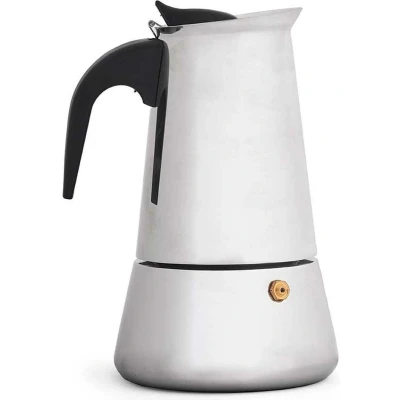 Afbeelding van Italiaanse Koffiepot Zwart Zilverkleurig Staal 4 Koppar