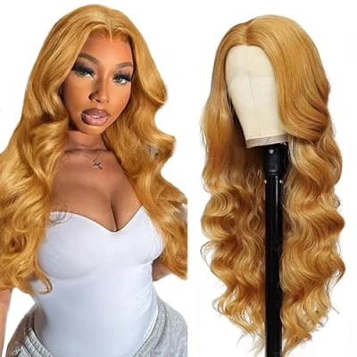 Image de Tuheerst Body Wave Human Hair Wig Blonde 4X4 Lace Remy Glueless Wear and Go with Baby 100% Unprocessed Brazilian Virgin No Smell Tangle for Woman 30 Inch