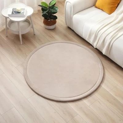 Afbeelding van Wolkzachte Speelmat voor Baby&#039;s ⌀120x2,5cm, beige Kinderkleed met Hoogwaardige Memory Foam Baby Kruipmat Antislip Onderkant Kruipdeken Oeko TEX 100 Gecertificeerd