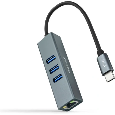 Afbeelding van USB to Ethernet Adapter NANOCABLE 10.03.0408 Grey