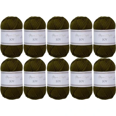 Afbeelding van Utopia Crafts JOY 10 bollen brei en haakgaren, effen, zacht, onderhoudsvriendelijk, 100% polyacryl, 150 m, bosgroen