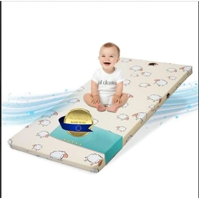 Afbeelding van Best For Kids Matras voor kinderen, 70 x 140 cm, opvouwbaar, oprolbaar, baby&#039;s, reizen, van schuim, kinderbed, met overtrek microvezel
