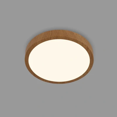 Afbeelding van Briloner Leuchten plafondlamp LED, hout, warm wit licht, opbouwlamp, houtlook, Ø280x40 mm