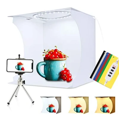 Afbeelding van PULUZ Lightbox 30 cm fotostudio lichtbox met wit/warm wit licht 128 led lichtringen + 6 lichtbak achtergronden