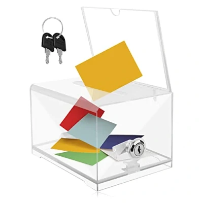 Afbeelding van Giftbox van acryl Voorsteldoos Urn naar keuze Giftbox: Nizirioo Spaarpot met afsluitbare sleutel Voor opmerkingen, donaties, stembiljetten, visitekaartjes