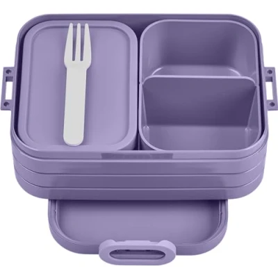 Afbeelding van Mepal Lunchbox &quot;Midi&quot; met bento box, voor 2 sandwiches of 4 sneetjes brood, kleine snacks en restjes, volwassenen, helder paars