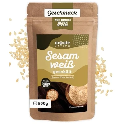 Afbeelding van Monte Nativo witte sesamzaad (500 g) hoogwaardige sesamzaadjes ideaal voor koken en bakken sushi ingrediënten