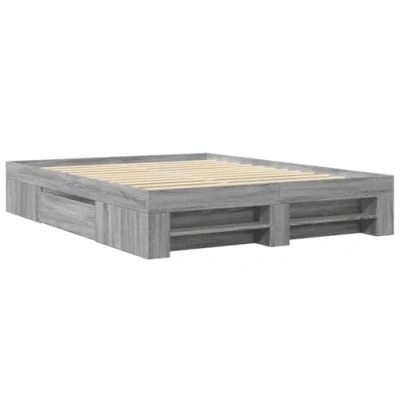 Image de vidaXL Cadre de lit sonoma gris 150x200 cm bois d&#039;ingénierie
