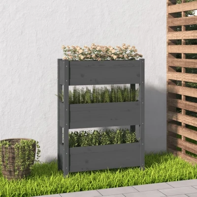 Afbeelding van Plantenbak 77x25x104,5 cm massief grenenhout grijs