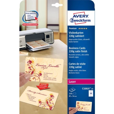 Afbeelding van Huismerk Avery C32025 Visitekaartjes 85x54mm Wit