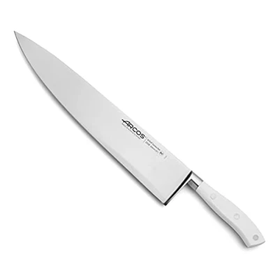 Afbeelding van Arcos Serie Riviera Blanc koksmes snijmes lemmet van roestvrij staal gesmeed nitrum 300 mm handvat Polyoxymethyleen (POM) kleur wit