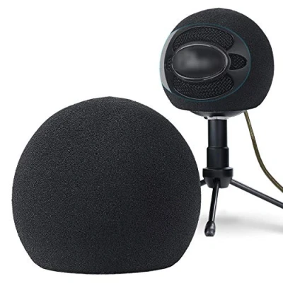 Afbeelding van YOUSHARES Blue Snowball Custom Microfoon Foam Pop Filter Verbetert Audio Kwaliteit Blauw iCE Zwart