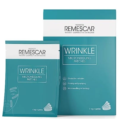 Afbeelding van Remescar Microneedling pleisters 17 mg x 4 resultaten in 2 weken verstevigt en voller de huid anti aging met zelfoplosbare micronaalden micro naalden voor eenmalig gebruik