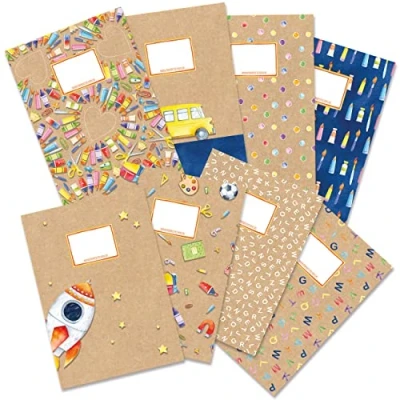 Afbeelding van Papierdrachen set van 8 hoogwaardige notitieboekomslag papier voor kinderen DIN A4 250 g/m² nr. 4 (aquarelpatroon A4)