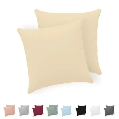 Afbeelding van Twinzen® Kussensloop, 50 x cm, 100% jersey katoen, 150 g/m², beige, kussensloop met ritssluiting, Oeko Tex gecertificeerd, 2 stuks