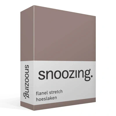 Afbeelding van Snoozing stretch flanel hoeslaken Lits jumeaux Taupe