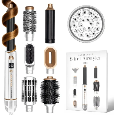 Afbeelding van Sansbeauté® 8 in 1 Airstyler Multistyler Fohnborstel Hairwrap Dupe Haarstyler Haardroger Warmteborstel Krulborstel Krultang Stijlborstel Diffuser Coldshot