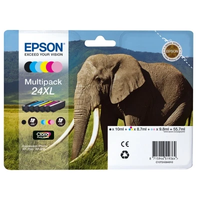 Image de Epson 24XL Multipack Pack de 6 55.7 ml XL noir jaune cyan magenta clair original blister cartouche d&#039;encre pour Expression Photo XP 55 750 760 850 860 950 960 970; Premium Jusqu&#039;à